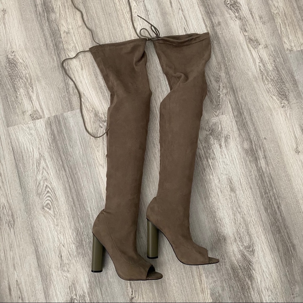 Olive Thigh High Boots